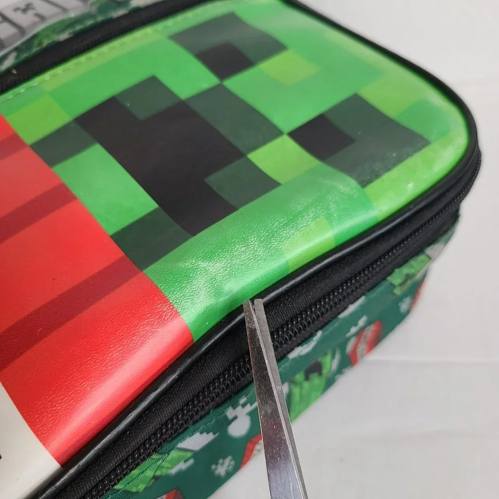 Minecraft Lunch Box Creeper TNT Boys 3 Compartment 10" Plastic Black Insulated - Picture 5 of 13